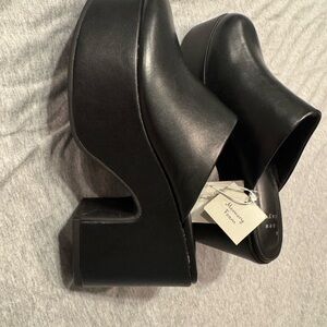 Black Platform Mules